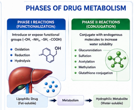 The Two Phases of Drug Metabolism: Phase I and Phase II