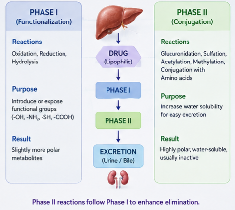 Phase I vs Phase II Metabolism